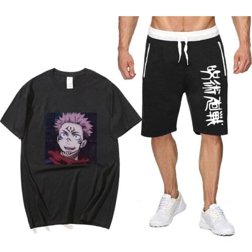 Japanese Anime Jujutsu Kaisen T Shirt Suit Men Kawaii Summer Graphic Tees Cartoon Unisex Printed Harajuku Punk Streetwear