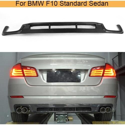 5 Serie Carbon Fiber Car Rear Bumper Lip Spoiler Diffuser For BMW F10 Sedan Standard original Bumper 11-13 Four outlet Non Sport