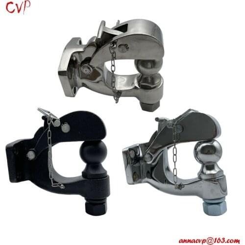 CVP Pintle Hook Chrome Hitch With 2" Ball Towing Heavy Duty 5 TON Car Towbar RV Parts Camper Accessories Caravan Motorhome