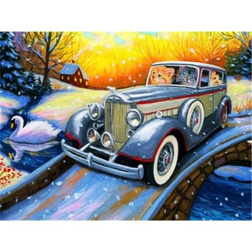 Diamond Embroidery Christmas Tree Winter Cat New Arrival Diamond Painting House Car Mosaic Landscape Home Decoration