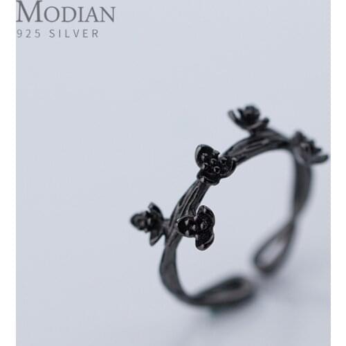 Modian Plum Blossom Tree Branch Open Adjustable Finger Ring for Women Sterling Silver 925 Plant Ring Ethnic Style Fine Jewelry