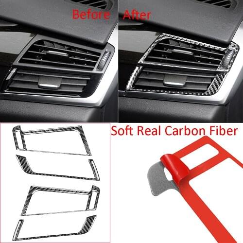 Soft Real Carbon Fiber Side Air Vent Outlet Cover Kit For BMW X5 F15 X6 F16 2014-2018