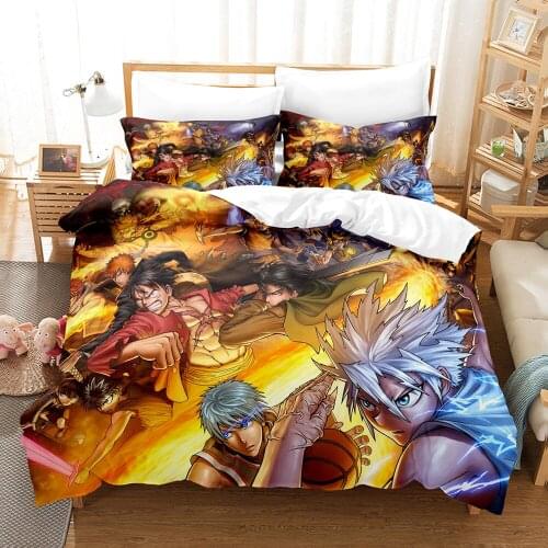Hunter x Hunter Bedding Set Single Twin Full Queen King Size Hunter x Hunter Bed Set Childrens Kid Bedroom Duvetcover Sets 033