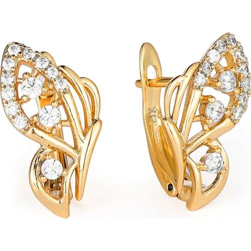 Harong Butterfly Wings Copper Stud Earring Rhinestone Cute Small Earrings for Women Exquisite Jewelry Party 2021 Trendy Design