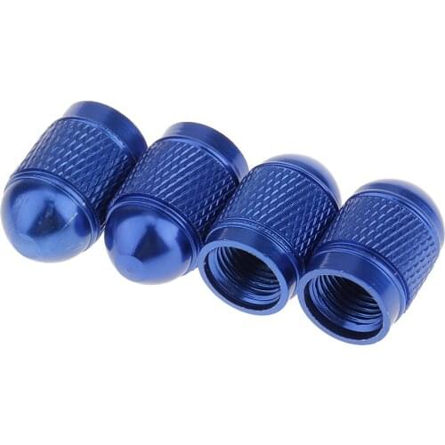 4x Aluminum Metal Car Wheel Tire Valve Stem Cap Lid Air Dust Cover Blue