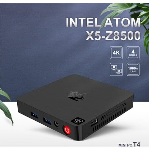 Mini T4 Mini PC Intel Atom X5 Z8500 Quad Core Windows 10 Mini PC 4K HTPC With 4GB RAM 64GB ROM USB 3.0 HD-MI-compatible and DP