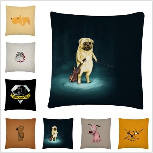 Minimalist cute puppy beautiful pattern Linen Cushion Cover Pillow Case for Home Sofa Car Decor Pillowcase 45X45cm