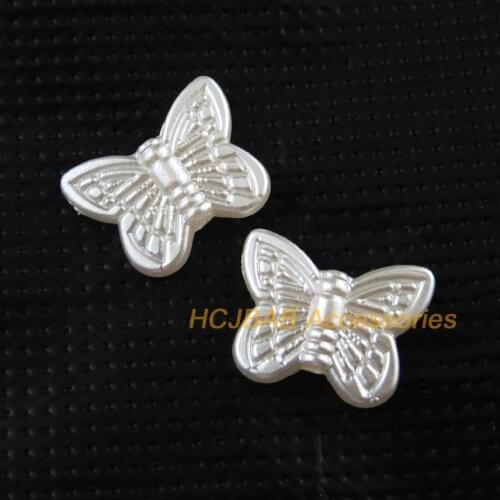 Fashion 50Pcs Pearl White Acrylic Animal Butterfly Spacer Beads Charms 11x14mm