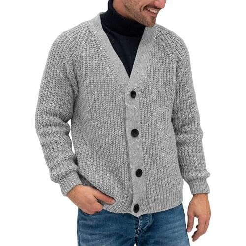 2021 Mens Autumn and Winter New Cardigan Solid Color Single-Breasted Sweater