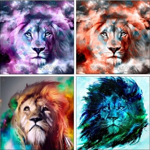 5D Diy Diamond Painting Full Rhinestones Cross Stitch Kit Lion Diamond Embroidery Animals Mosaic Christmas Gift Home Decorative