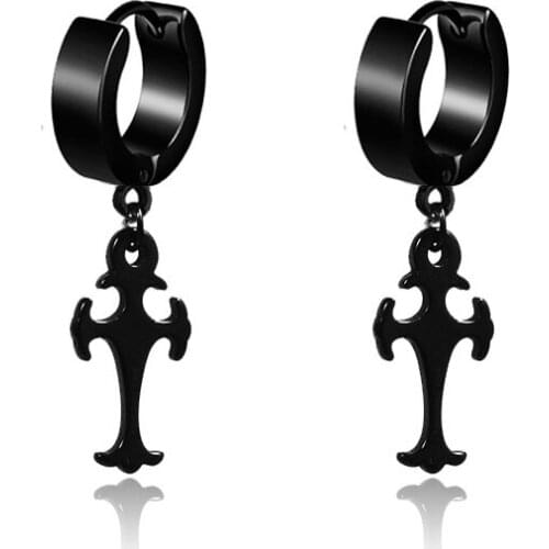 2021 New Punk Black Multiple Styles Stainless Steel Stud Drop Earrings For Men And Women Gothic Street Pop Hip Hop Ear Jewelry