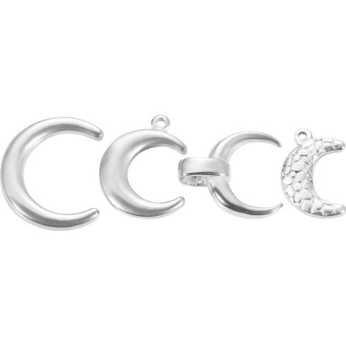 5pcs/Lot High Quality Stainless Steel Connector Charm Crescent Moon Pendants for DIY Jewelry Making Supplies Necklace Handmade