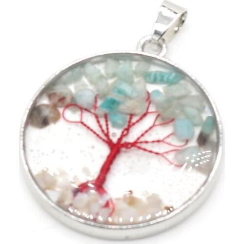 Natural Stone Clear Wishing Bottle Tree of Life Pendant Reiki Tiger Eye Stone Charms for Female Men DIY Necklace Making Jewelry