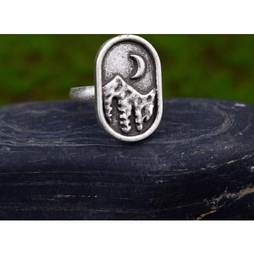 Pine Tree Hiking Ring Natural Mountain Sun Moon Ring Sports Ring