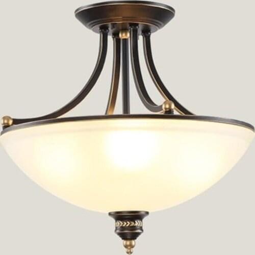 Simple European Style Country Ceiling Lamps American Retro Plafond Light Restauratn Study Iron Antique Glass Semi Ceiling Lights