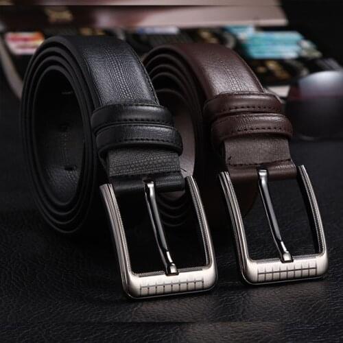 Mens Belt Cow Genuine Leather Pin Buckle Leather Belt High Quality New Fashion Luxury Strap Male Belts