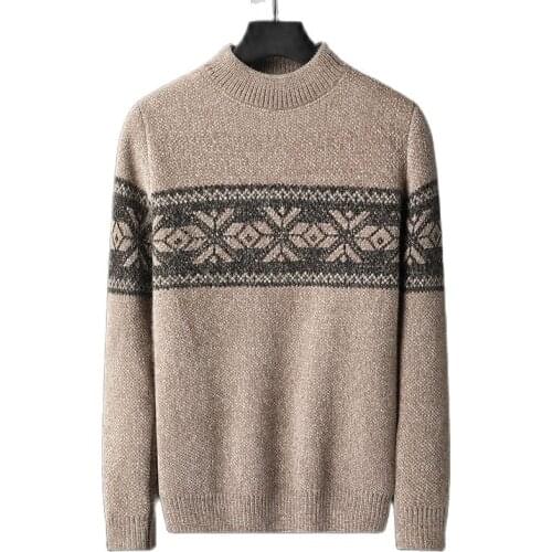 Thick New Fashion Knit Pullover Baggy Jacquard Sweater For Men Autum Crew Neck Casual Jumper Winter Mens Clothes