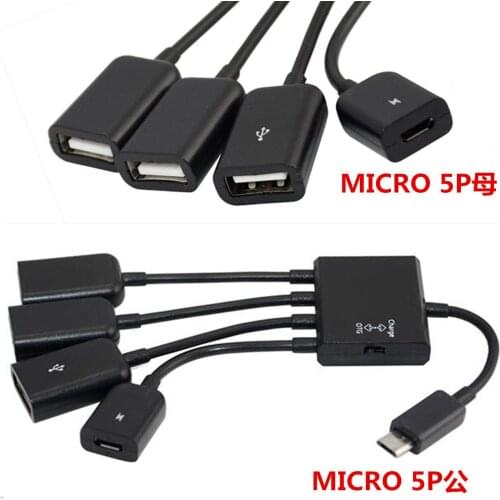 USB 2.0 Micro 5p to3A Female 1 Micro Port Extention Cable Adapter Converter