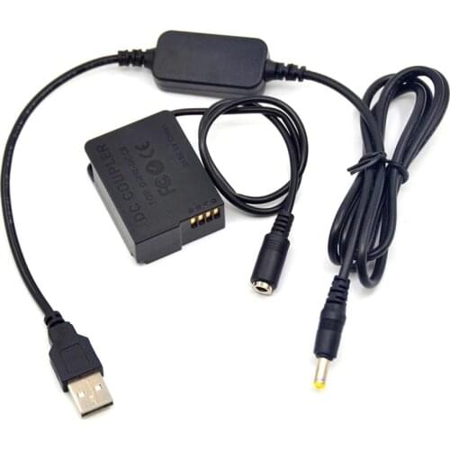 Power Bank 5V USB cable adapter + DMW-DCC8 DMW-BLC12E fake battery for lumix DMC GH2 GH2K GH2S G81 G85 GX8 FZ1000 FZ2500 FZ300 F