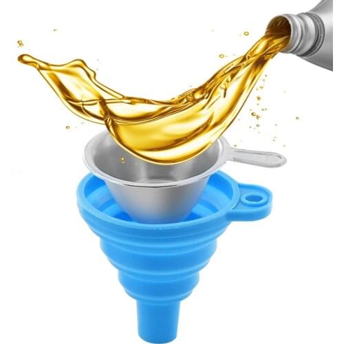 WO TREES Collapsible Silicone Funnels and Stainless Steel Resin Filter Cups for Pouring Resin Back into Bottle