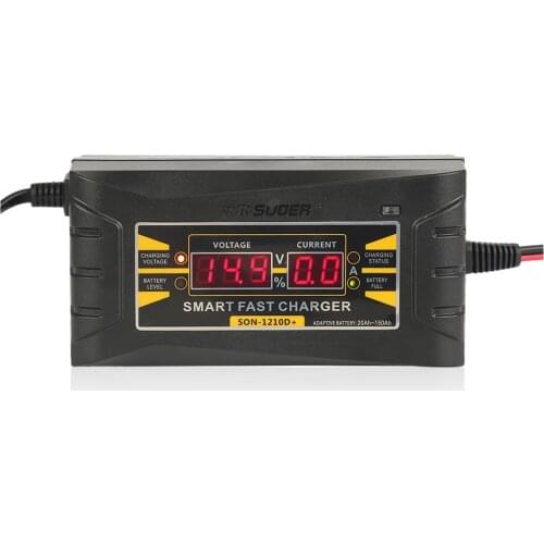 Liplasting 12V 10A Smart Fast Lead-acid Battery Charger for Car Motorcycle Chargeur de batterie au plomb LCD Display EU XNC