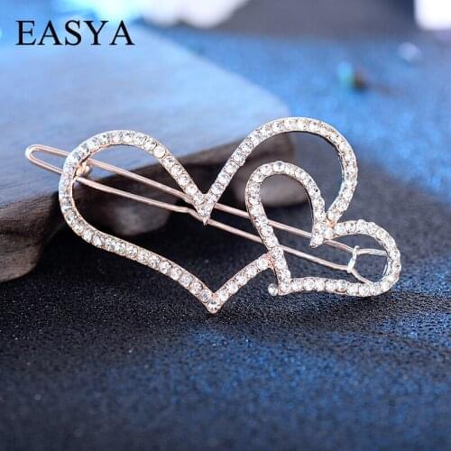 EASYA Simple Fashion Crystal Heart Hairpin Women Girls Hairwear Elegant Sparkling Rhinestone Starfish Bowknot Star Hair Clips
