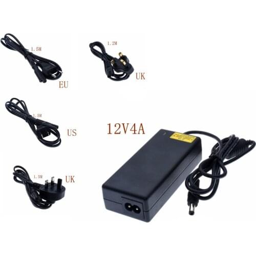 1pcs 12V 4A New AC 100V-240V 50W Converter power Adapter DC12V 4A 5.5*2.5mm DC Plug Power Supply Adapter