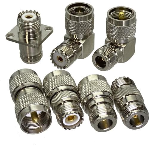 1Pcs UHF PL259 SO239 to N 4-holes Flange & Right angle Straight RF Coaxial Adapter connector Test converter