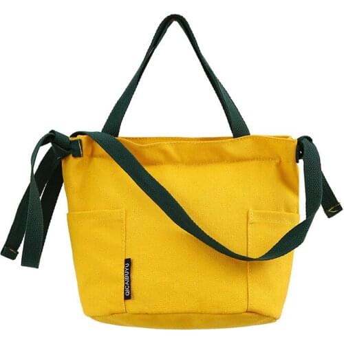 2019 Fashion Small Shoulder Bags for Women Canvas Tote Ladies Casual Crossbody Bag Environmental Foldable Shopping Bags Pure Col