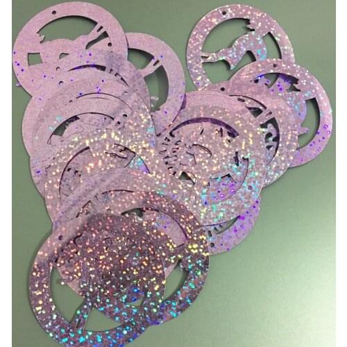 20pcs Lilac Laser Large Flat Round Christmas Deer Sequins 55mm PVC Artesanatos Accessories With 2 Holes for wedding Craft