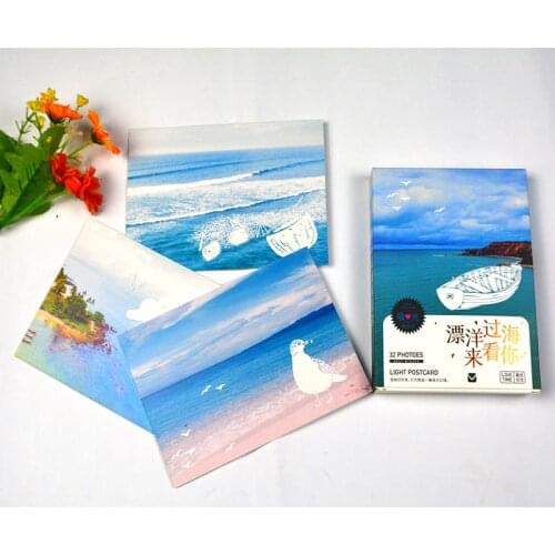 32Sheets/Set across the ocean to see you luminous series Postcard/Greeting Card/Message Card/Birthday Letter Envelope Gift Card