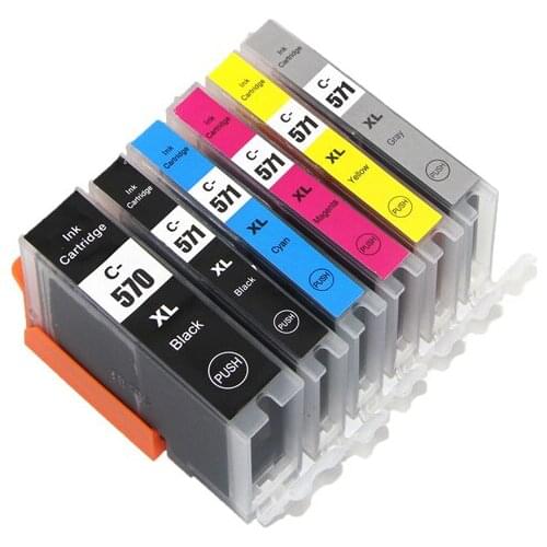 6PK PGI-570/CLI-571 Compatible lnk Cartridges For TS5050 MG5750 TS5055 TS6050 MG5751 MG5752 MG5753 MG6850 MG6852 TS5053 TS6052