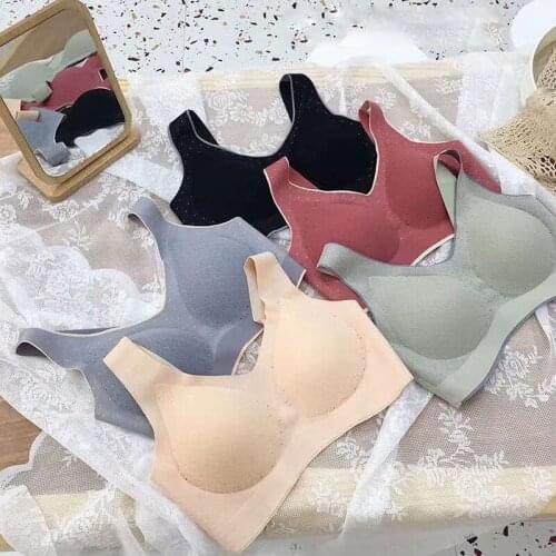 Seamless Bra Latex Sports Bralette Underwear Lingerie Bras For Women Soft Cooling Gathers Shock-proof Comfortable Intimate Bra