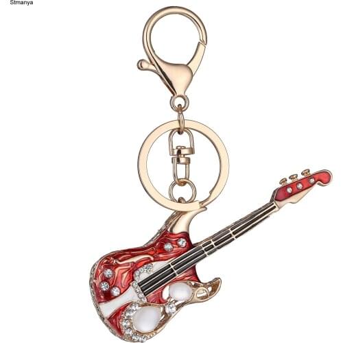 Hot Women New Crystal Guitar Top Quality Car Key Ring Business Charm Accessories New Men Best Gift Jewelry K1920