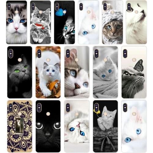 252H cat kitty blue eyes cute animal pet Soft Silicone Tpu Cover phone Case for xiaomi redmi 6 pro 5 plus note 6 pro 4 4x mi 8