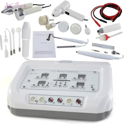 7 in 1 Digital Diamond Microdermabrasion High frequency Galvanic Current Facial Machine Skin Spa Salon equipment Rotary Brush