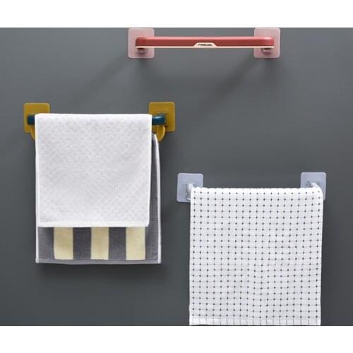 Bathroom Storage Holder Useful Wall Mounted Towel Shelf Bar Self-adhesive Rack Paper Roll Holder Hook Bathroom Storage