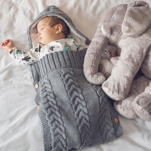 Baby Warm Blanket Sleeping Bag Cotton Swaddle Knitting Envelope Newborn Swadding Wrap Stroller Accessories 75*35cm