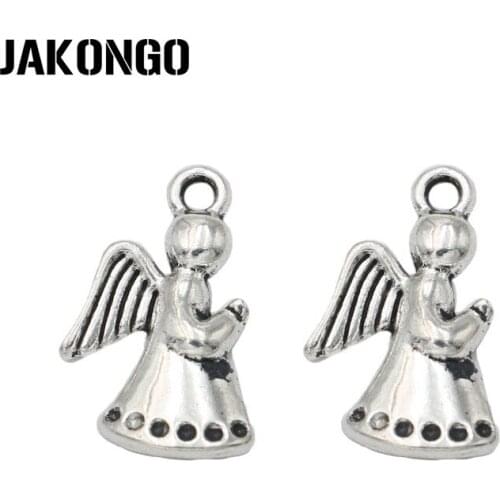 40PCS Antique Silver Plated Angel Fairy Girl Charms Pendants for Bracelet Jewelry Making Accessories DIY Handmade 19x12mm