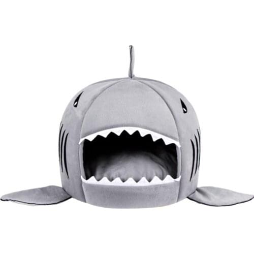 Pet Dog House Shark Shape Creative Crystal Velvet Pet House Washable Cat Dog Bed Comfortable Soft Small Medium Large Cat Dog Bed