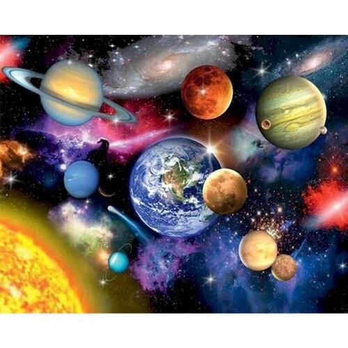 GATYZTORY Frame Space DIY Painting By Numbers Planet HandPainted Gift Acrylic Paint Drawing Canvas Home Wall Decoration 60x75cm