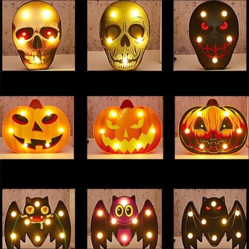Halloween Decoration Led Lights Pumpkin Spider Bat Skull Head Outdoor Decorative Modeling Lights Helloween Party Decoracion 2022