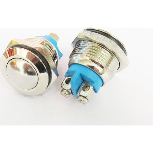 JYL16Q2 16MM Spherical Metal Button with Silver Contact Waterproof Reset Switch Screw Foot Doorbell Parts