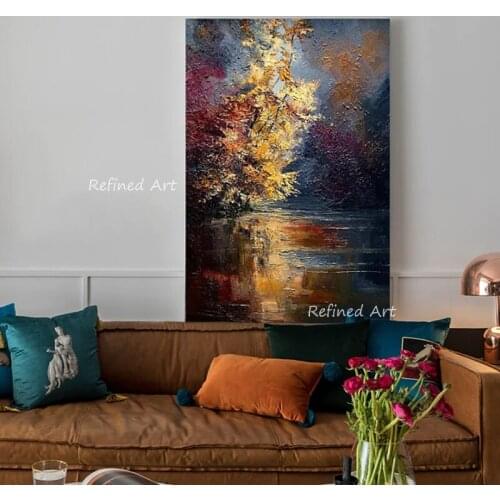 Oil Paintings Hand Painted Canvas Abstract Retro Landscape Vertical Home Essentials Wall Art Decorative for Bedroom Best Gift