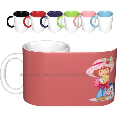 Strawberry Shortcake And Your Dog Ceramic Mugs Coffee Cups Milk Tea Mug Pink Strawberry Shortcake Strawberry Fruits Anime Comic