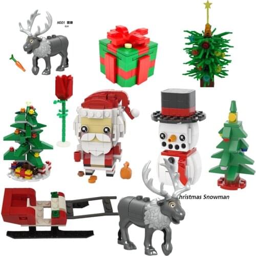 Locking City Christmas Series Santa Claus Snowman Gift Compatible Building Block Educational Toy Sets Elk For Cities Figures Toy