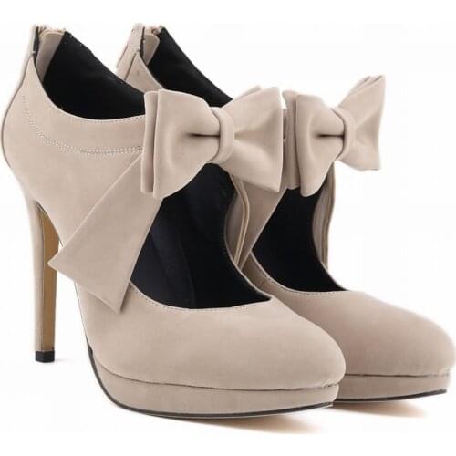 LOSLANDIFEN Fashion Style Nightclub Flock High Heels Shoes 11CM Candy Color Bow Wedding Women Platform 806H-2VE