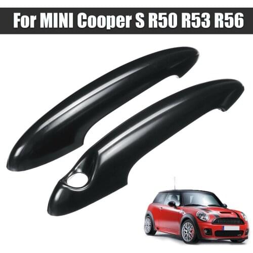 2PCS Black Car Door Handle Cover Front Right Left Exterior Outside Door Handle Trim Decor For BMW MINI Cooper S R50 R53 R56
