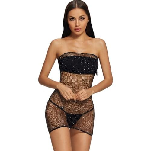 Diamonds New Fishnet Underwear Elasticity Cotton Sexy Lingerie Hot Women Sex Costumes For Mesh Baby Doll Dress Erotic Lingerie