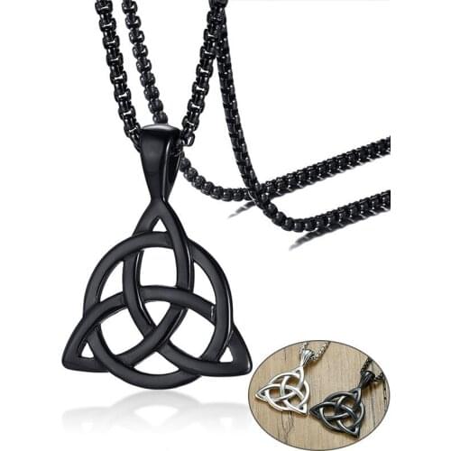 Men Vintage Interlocked Knot Pendant Necklace Stainelss Steel YHWH Theological Theory Symbol Male Collar Free Box Chain 24"